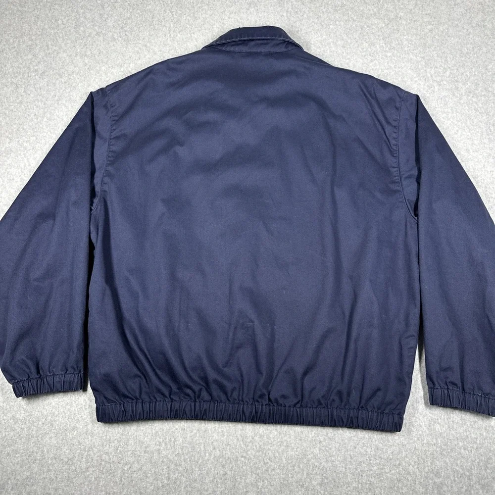 Vintage Chaps Ralph Lauren XL Harrington Jacket Navy Blue Crest Logo Plaid Lined